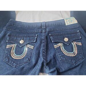 True Religion Jeans Womens 32 Denim Billy Sequin Straight Low Rise Cotton Blend